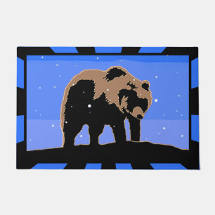 Grizzly Bear in Winter - Original Wildlife Art Doormat