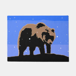 Grizzly Bear in Winter - Original Wildlife Art Doormat