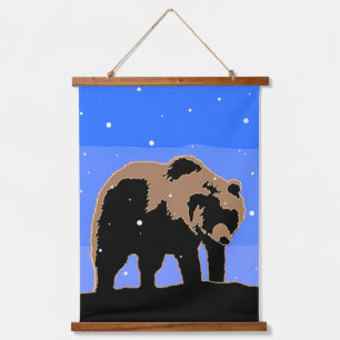 Grizzly Bear in Winter - Original Wildlife Art Hanging Tapestry