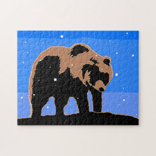 Grizzly Bear in Winter  - Original Wildlife Art Jigsaw Puzzle