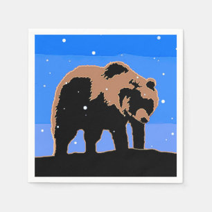 Grizzly Bear in Winter  - Original Wildlife Art Napkin