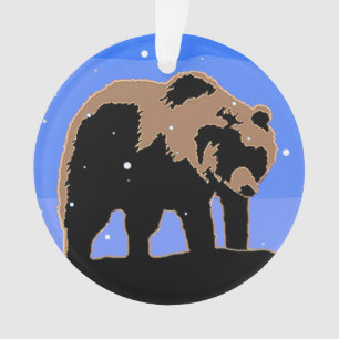 Grizzly Bear in Winter - Original Wildlife Art Ornament