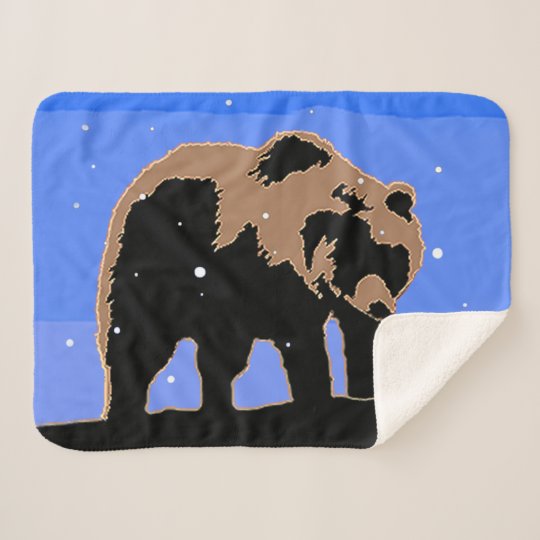 Grizzly Bear In Winter - Original Wildlife Art Sherpa Blanket | Zazzle ...