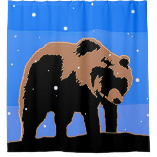 Grizzly Bear in Winter  - Original Wildlife Art Shower Curtain