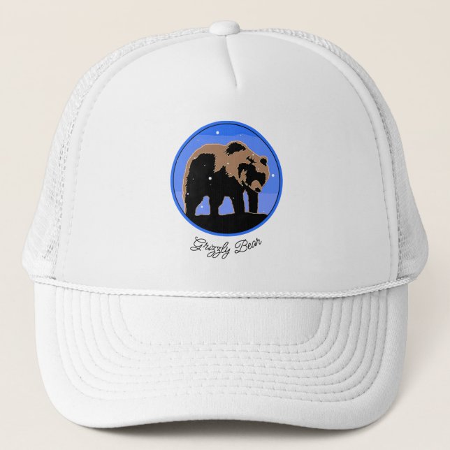 Grizzly Bear in Winter  - Original Wildlife Art Trucker Hat (Front)
