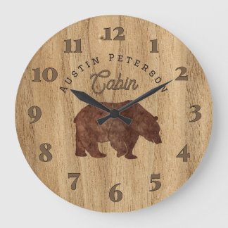 Grizzly Bear Lodge Large Clock