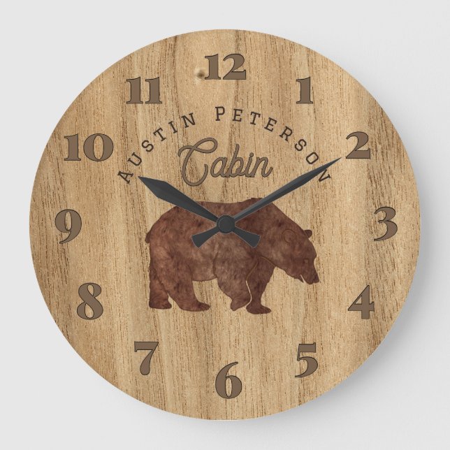 Grizzly Bear Lodge Large Clock (Front)