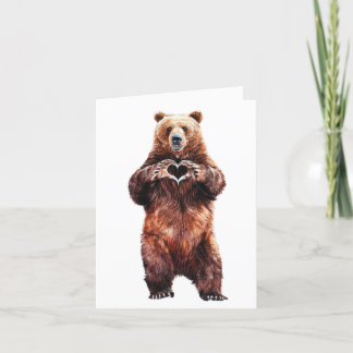 Grizzly Bear love heart with claws  Holiday Card