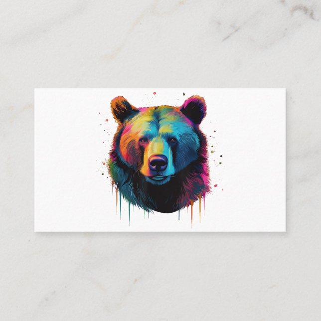 Grizzly Bear Lovers Pop Art Big Grizzly Bear Business Card (Front)