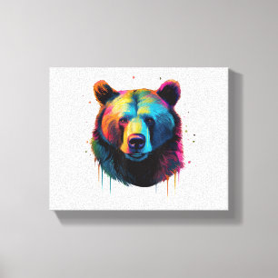 Grizzly Bear Lovers Pop Art Big Grizzly Bear Canvas Print