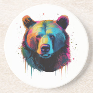 Grizzly Bear Lovers Pop Art Big Grizzly Bear Coaster