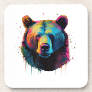 Grizzly Bear Lovers Pop Art Big Grizzly Bear Coaster