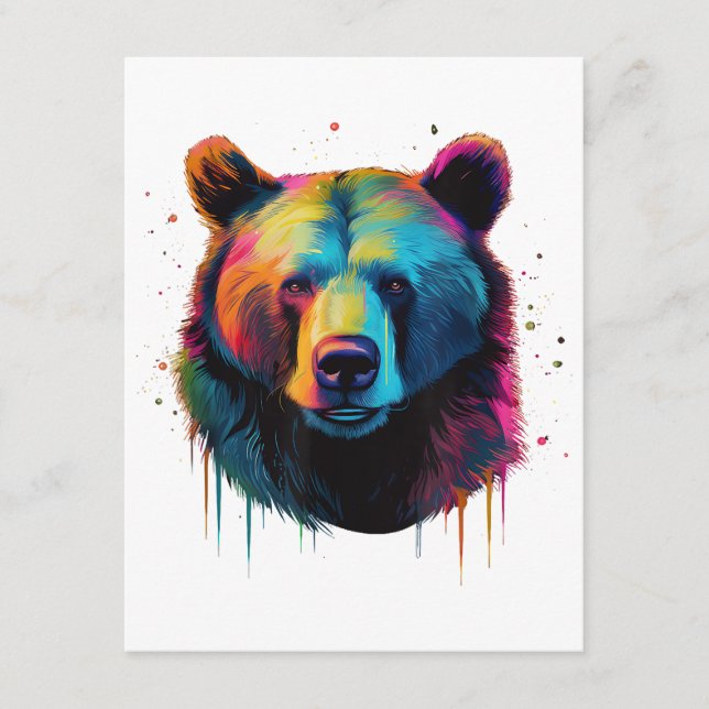 Grizzly Bear Lovers Pop Art Big Grizzly Bear Enclosure Card (Front)