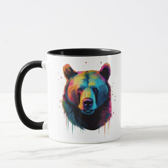 Grizzly Bear Lovers Pop Art Big Grizzly Bear Mug (Left)