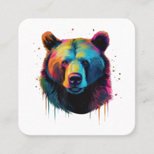 Grizzly Bear Lovers Pop Art Big Grizzly Bear Square Business Card