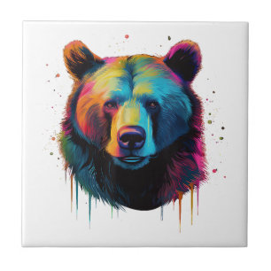 Grizzly Bear Lovers Pop Art Big Grizzly Bear Tile