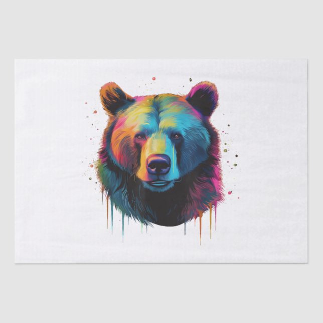 Grizzly Bear Lovers Pop Art Big Grizzly Bear Tissue Paper (Front)