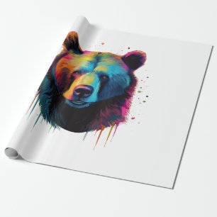 Grizzly Bear Lovers Pop Art Big Grizzly Bear Wrapping Paper