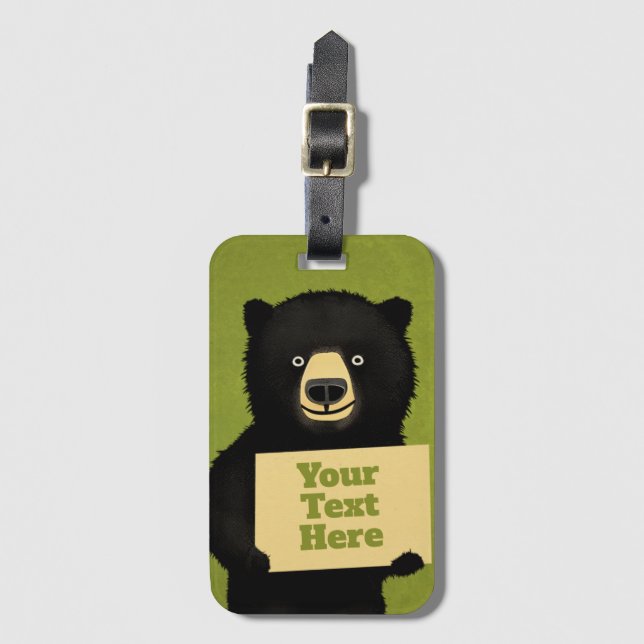 Grizzly Bear Luggage Tag (Front Vertical)