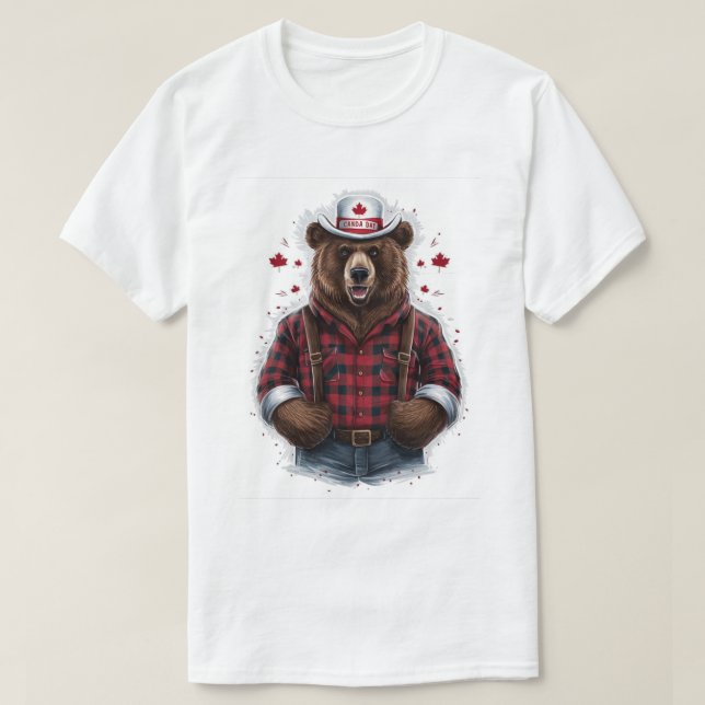 Grizzly Bear Lumberjack T-Shirt (Design Front)