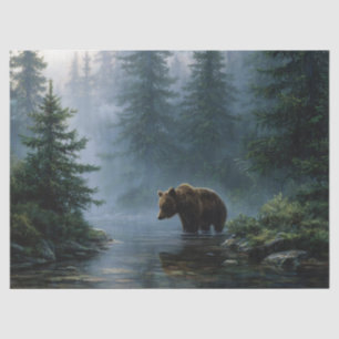 Grizzly Bear Misty Forest Decoupage Tissue Paper