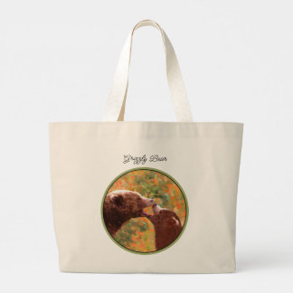 Grizzly Bear Mother and Cub Painting Wildlife Art Large Tote Bag