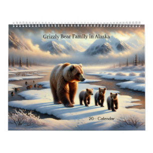 Grizzly Bear Mother Cubs Alaska Wildlife Calendar