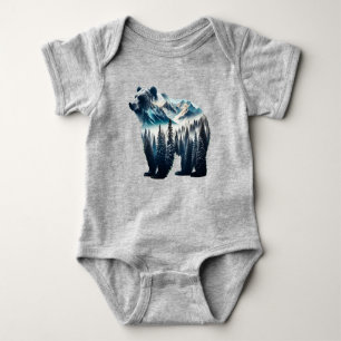 Grizzly Bear Mountains and Forests Baby Bodysuit