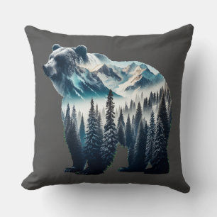 Grizzly Bear Mountains and Forests Cushion