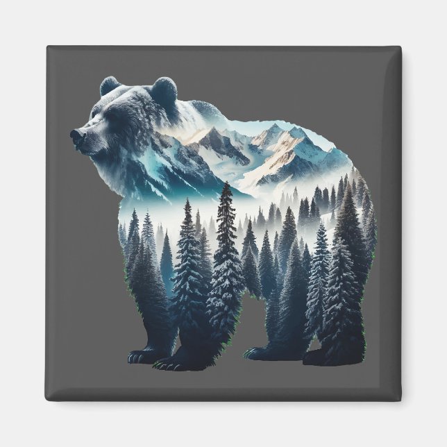 Grizzly Bear Mountains and Forests Magnet (Front)
