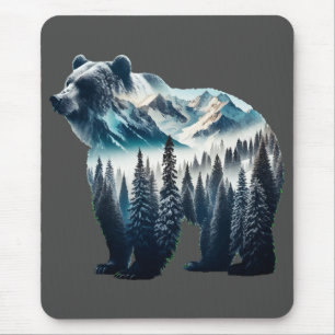 Grizzly Bear Mountains and Forests Mouse Mat