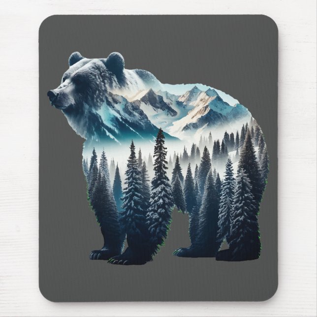 Grizzly Bear Mountains and Forests Mouse Mat (Front)