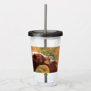 Grizzly Bear Mum and Cub Painting Wildlife Art Acrylic Tumbler