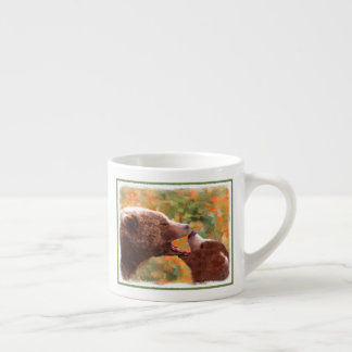 Grizzly Bear Mum and Cub Painting - Wildlife Art Espresso Cup