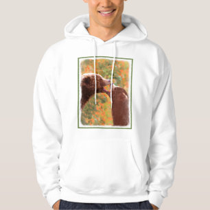 Grizzly Bear Mum and Cub Painting - Wildlife Art Hoodie