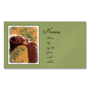 Grizzly Bear Mum and Cub Painting - Wildlife Art Magnetic Business Card