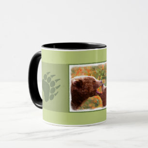 Grizzly Bear Mum and Cub Painting - Wildlife Art Mug