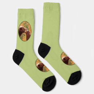 Grizzly Bear Mum and Cub Painting Wildlife Art Socks