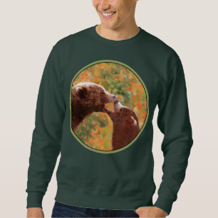 Grizzly Bear Mum and Cub Painting Wildlife Art Sweatshirt