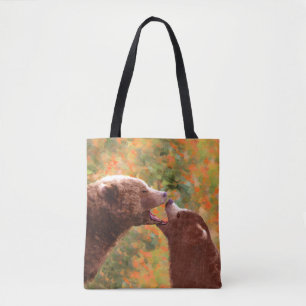 Grizzly Bear Mum and Cub Painting - Wildlife Art Tote Bag