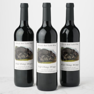 Grizzly Bear (North American Brown Bear) - Audubon Wine Label