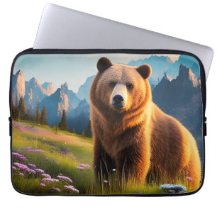 Grizzly Bear on mountainside Laptop Sleeve