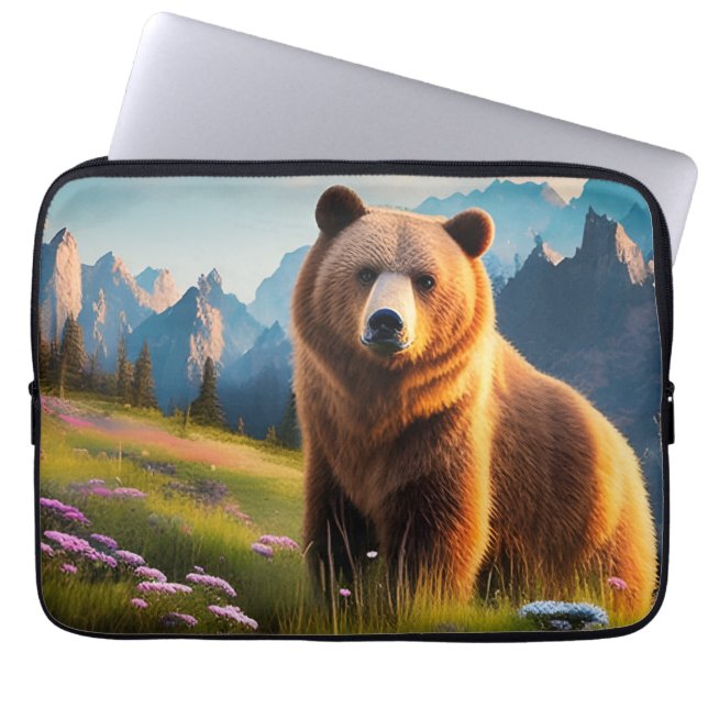 Grizzly Bear on mountainside  Laptop Sleeve (Front)