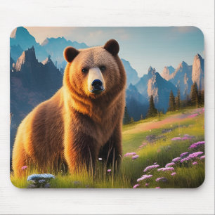 Grizzly Bear on Mountainside Mouse Mat