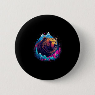 Grizzly bear outdoor nature alaska hunting hiking 6 cm round badge