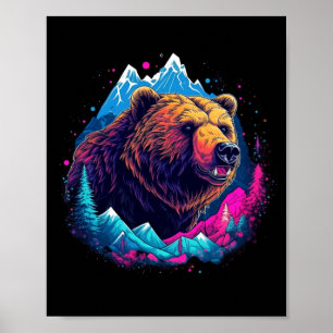 Grizzly bear outdoor nature alaska hunting hiking poster