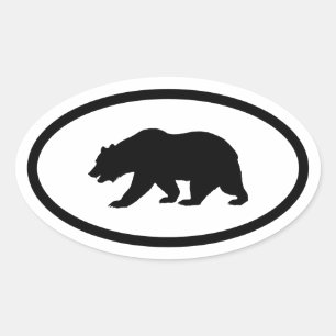 Grizzly Bear Oval Sticker
