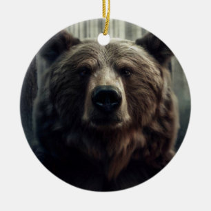 Grizzly Bear Painting Ceramic Tree Decoration