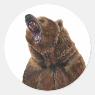 Grizzly Bear - Painting in acrylic Classic Round Sticker