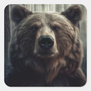 Grizzly Bear Painting Square Sticker